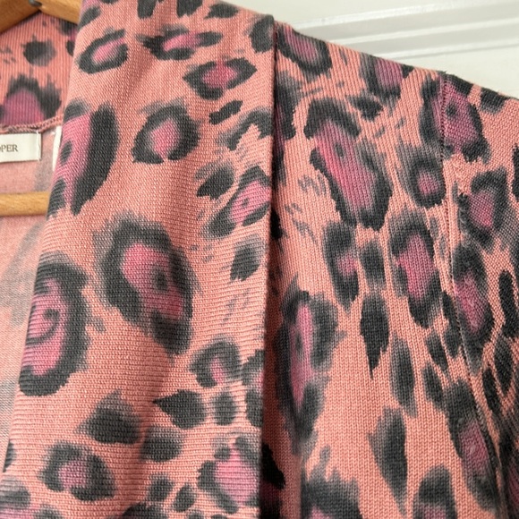 Boston Proper Leopard Print Wild Blush Open-Front Peplum Cardigan +Measurements! - Picture 7 of 14
